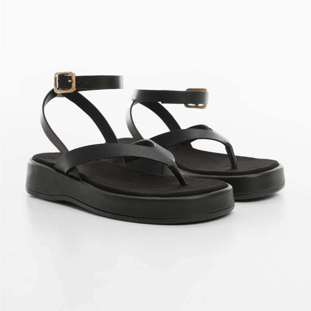 Mango Black PLATFORM STRAP SANDALS Sz. 7
